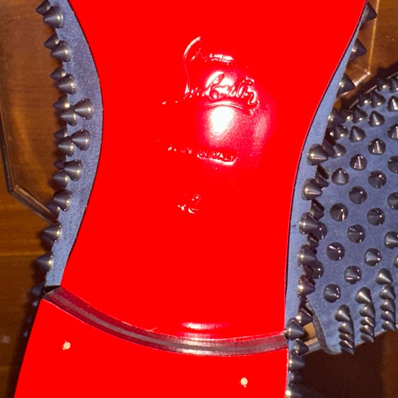 Christian Louboutin Dandellion Spikes Flats Navy Blue (Ink) 42IT Men’s Suede - Picture 4 of 10